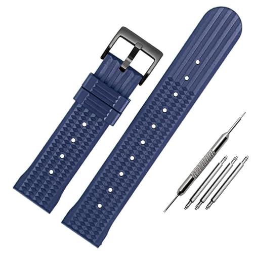 BOLEXA Silikonarmband Silikon-Sportuhrenarmband, 20 mm, 22 mm, Armband, Universal-Gummi-Schnellverschluss-Uhrenarmbänder (Color : Blue black, Size : 20mm) von BOLEXA