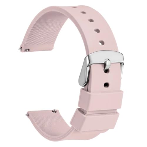 BOLEXA Silikonarmband Silikon-Uhrenarmbänder 14 mm 16 mm 18 mm 20 mm 22 mm 24 mm, wasserdichter Sportgürtel, 13 Farben, Schnellverschlussstifte, for Smartwatch (Color : Pink, Size : 22mm) von BOLEXA