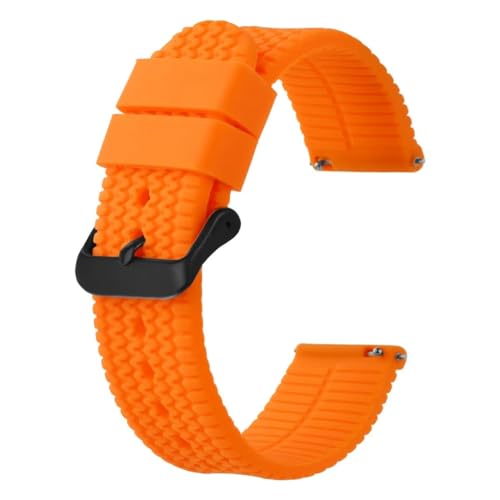 BOLEXA Silikonarmband Silikon-Uhrenarmband, 18 mm, 20 mm, 22 mm, Premium-Uhrenarmbänder for Männer und Frauen, Schnellverschluss-Ersatz (Color : Orange-Black Buckle, Size : 18mm) von BOLEXA