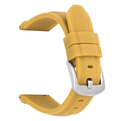 BOLEXA Silikonarmband Silikon-Uhrenarmband, Schnellverschluss, Gummi-Uhrenarmband, 20 mm, 22 mm, 24 mm, 26 mm, Uhrenarmband, universelle Uhren-Ersatz-Uhrenarmbänder (Color : Yellow (Silver), Size : von BOLEXA