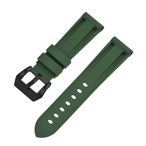 BOLEXA Silikonarmband Silikon Weiche Uhr Band 20mm 22mm 24mm 26mm Universal Armband for Männer Frauen Sport Handgelenk Band gummi Armband Zubehör (Color : Green black, Size : 26mm) von BOLEXA