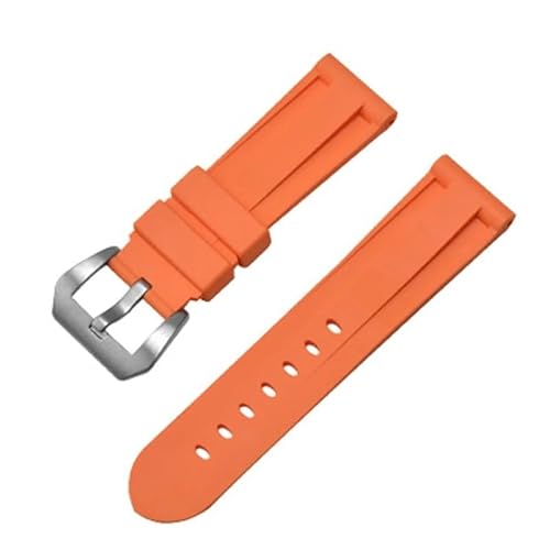 BOLEXA Silikonarmband Silikon Weiche Uhr Band 20mm 22mm 24mm 26mm Universal Armband for Männer Frauen Sport Handgelenk Band gummi Armband Zubehör (Color : Orange, Size : 22mm) von BOLEXA