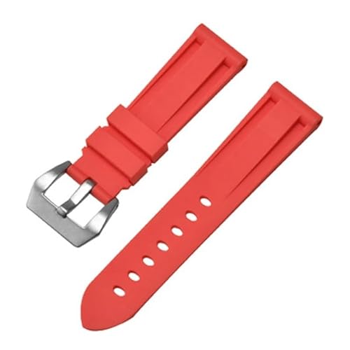 BOLEXA Silikonarmband Silikon Weiche Uhr Band 20mm 22mm 24mm 26mm Universal Armband for Männer Frauen Sport Handgelenk Band gummi Armband Zubehör (Color : Rot, Size : 20mm) von BOLEXA