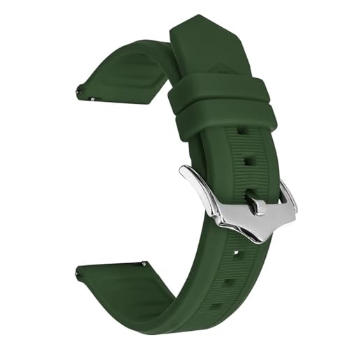 BOLEXA Silikonarmband Sport-Silikon-Uhrenarmband, 16 mm, 18 mm, 19 mm, 20 mm, 21 mm, 22 mm, Schnellverschluss-Armband, wasserdicht, weiches Gummi-Uhrenarmband (Color : Dark Green, Size : 22mm) von BOLEXA