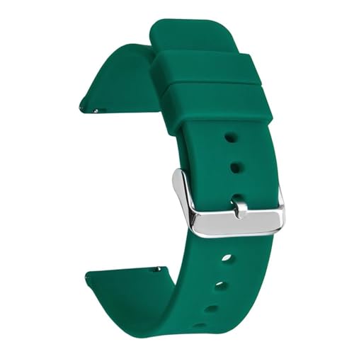 BOLEXA Silikonarmband Sport-Silikon-Uhrenarmband 14 16 18 19 20 21 22 mm 24 mm Ersetzen Sie das Armband Atmungsaktives Armband Schnellverschluss-Uhrenarmbänder (Color : Dark Green silver A, Size : 2 von BOLEXA