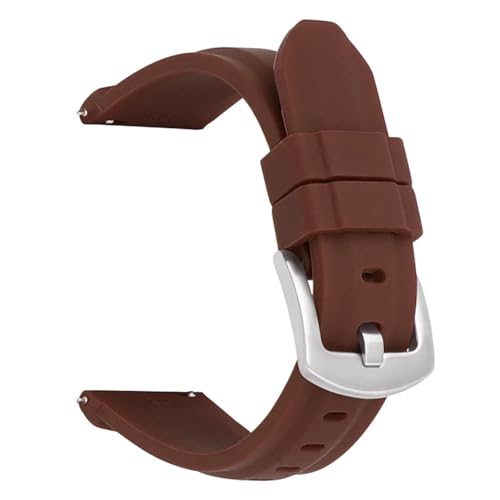 BOLEXA Silikonarmband Universal Sport Silikon Uhr Band 20mm 22mm 24mm 26mm Quick Release Gummi Armband Frauen Männer armband Gürtel (Color : Brown (Silver), Size : 22mm) von BOLEXA