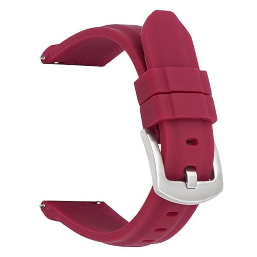 BOLEXA Silikonarmband Universal Sport Silikon Uhr Band 20mm 22mm 24mm 26mm Quick Release Gummi Armband Frauen Männer armband Gürtel (Color : Wine Red (Silver), Size : 20mm) von BOLEXA