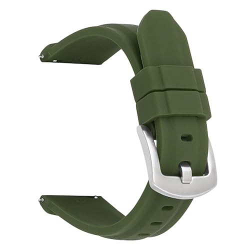 BOLEXA Silikonarmband Universal Sport Silikon Uhr Band 20mm 22mm 24mm 26mm Quick Release Wasserdichte Gummi Armband Frauen Männer armband Gürtel (Color : Army Green (Silver), Size : 20mm) von BOLEXA