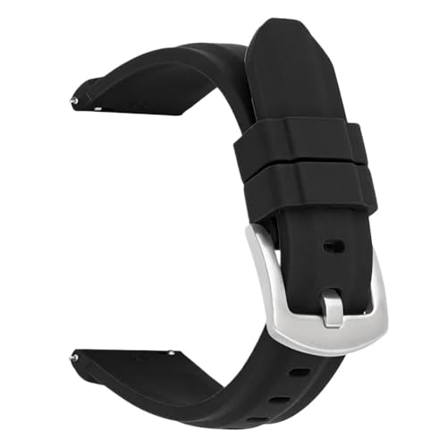 BOLEXA Silikonarmband Universal Sport Silikon Uhr Band 20mm 22mm 24mm 26mm Quick Release Wasserdichte Gummi Armband Frauen Männer armband Gürtel (Color : Black (Silver), Size : 20mm) von BOLEXA
