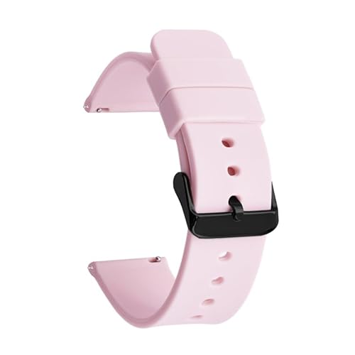 BOLEXA Silikonarmband Universelles 14 16 18 19 20 21 22 mm 24 mm weiches Silikon-Uhrenarmband, Smart-Uhrenarmband, Sport-Gummi-Armband (Color : Pink black buckle, Size : 14mm) von BOLEXA