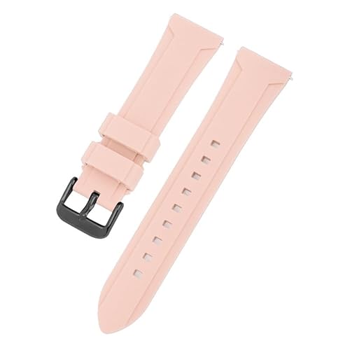 BOLEXA Silikonarmband Weiches Silikon-Armband, 22 mm, 24 mm, Sport-Gummi-Uhrenarmband, atmungsaktiv, Ersatz-Schnellverschluss-Uhrenarmbänder (Color : Pink black buckle, Size : 22mm) von BOLEXA
