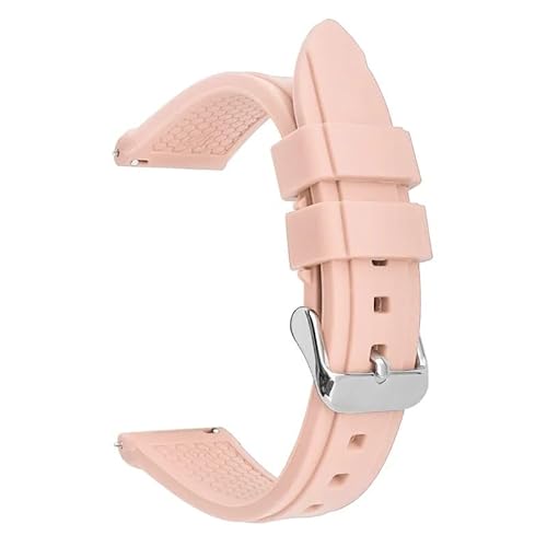 BOLEXA Silikonarmband Weiches Silikon-Armband, 22 mm, 24 mm, Sport-Gummi-Uhrenarmband, atmungsaktiv, Ersatz-Schnellverschluss-Uhrenarmbänder (Color : Pink silver buckle, Size : 24mm) von BOLEXA