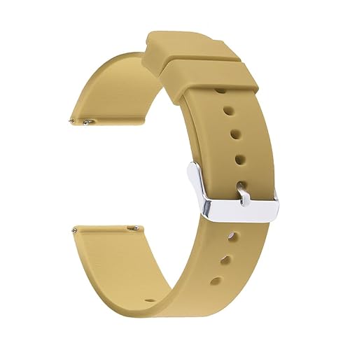 BOLEXA Silikonarmband Weiches Silikonarmband for Swatch Quick Release Wasserdichtes Gummiarmband for Huawei Uhrenarmband 14 16 18 20 22 24 mm Universal (Color : Khaki, Size : 18mm) von BOLEXA