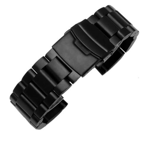 BOLEXA Verdickung 5,5 mm große Größe Edelstahl-Uhrenarmbänder Silber Schwarz 22 mm 24 mm Metallarmband Armband Armbanduhr (Color : Schwarz, Size : 24mm) von BOLEXA