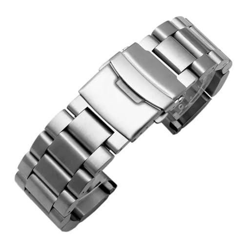 BOLEXA Verdickung 5,5 mm große Größe Edelstahl-Uhrenarmbänder Silber Schwarz 22 mm 24 mm Metallarmband Armband Armbanduhr (Color : Silver, Size : 24mm) von BOLEXA