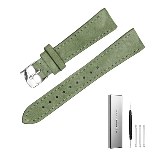 BOLEXA Wildleder Echtleder Uhr Vintage Uhrenarmband 18mm 20mm 22mm mit Schnellverschluss Armband Armband Zubehör (Color : Light green, Size : 18mm) von BOLEXA
