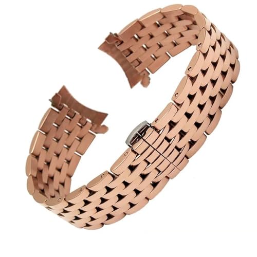 BOLEXA edelstahl uhrenarmband 14MM 16MM 18MM 20MM 22MM Edelstahlarmband for Männer und Frauen gebogenes Ersatzarmband (Color : A-rose gold, Size : 20mm) von BOLEXA