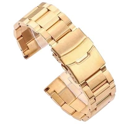 BOLEXA edelstahl uhrenarmband 18 19 20 21 22 23 24 mm Schnellverschluss-Edelstahl-Uhrenarmband, faltbare Uhrenschnalle for Damen und Herren, universelles Uhrenarmband (Color : Gold, Size : 18mm) von BOLEXA