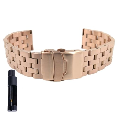 BOLEXA edelstahl uhrenarmband 18 20 22 24 mm Schnellverschluss-Edelstahl-Uhrenarmband, flache Schnittstelle, Uhrenarmband, Armband, Armband mit Werkzeug (Color : Rose Gold, Size : 20mm) von BOLEXA