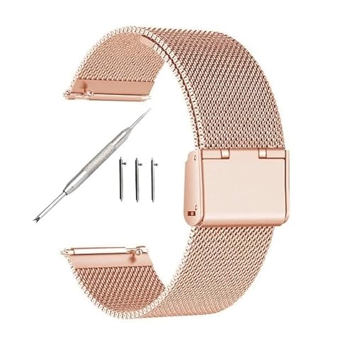 BOLEXA edelstahl uhrenarmband 18mm 20mm 22mm 24mm Breite Schnellverschluss Voll Edelstahl Armband Armbanduhr Universal Flachkopf Uhrenarmband Zubehör (Color : Rose goldC, Size : 22mm) von BOLEXA