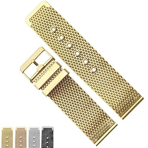 BOLEXA edelstahl uhrenarmband 18mm 20mm 22mm 24mm Edelstahl Armband Strap Universal Männer Frauen Mesh Armband Zubehör (Color : Gold, Size : 24mm) von BOLEXA