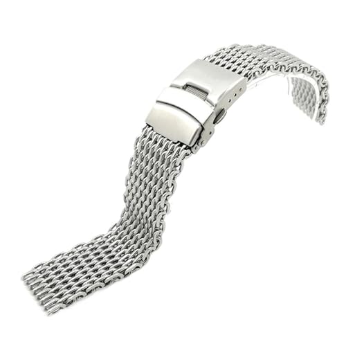 BOLEXA edelstahl uhrenarmband 18mm 20mm 22mm 24mm Universal Armband Edelstahl Faltschließe Armband Band Strap Zubehör (Color : Silver, Size : 22mm) von BOLEXA