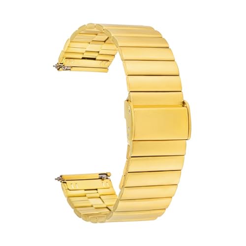 BOLEXA edelstahl uhrenarmband 20 mm 22 mm Metallarmband mit Schnellverschluss, Edelstahl-Uhrenarmband, Ersatz-Uhrenarmband (Color : Gold, Size : 22mm) von BOLEXA