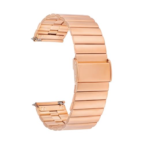 BOLEXA edelstahl uhrenarmband 20 mm 22 mm Metallarmband mit Schnellverschluss, Edelstahl-Uhrenarmband, Ersatz-Uhrenarmband (Color : Rose Gold, Size : 22mm) von BOLEXA