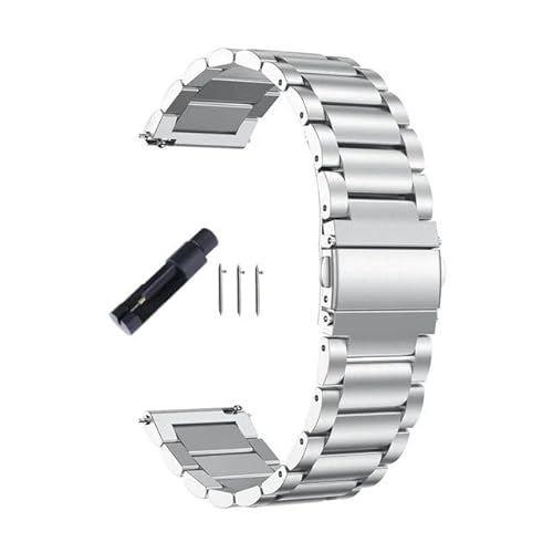 BOLEXA edelstahl uhrenarmband 20mm 22mm Quick Release Edelstahl Uhrenarmband Metall Faltschließe Uhrenzubehör Ersatz Armbanduhr Band (Color : Silver, Size : 22mm) von BOLEXA