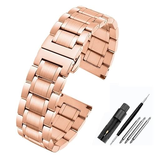 BOLEXA edelstahl uhrenarmband Arc Steel Uhrenarmband Herren Schnellverschluss Metallarmband Armband 19mm 20mm Ersatzarmband (Color : Rose gold, Size : 21mm) von BOLEXA