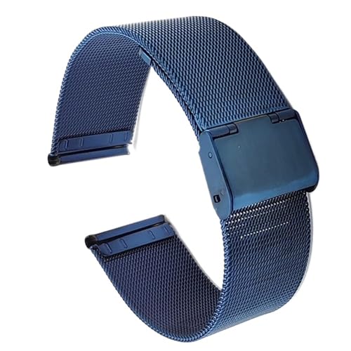 BOLEXA edelstahl uhrenarmband Edelstahl-Armband, 10/12/14/16/18/20/22/24 mm, for Herren und Damen, universelles Edelstahl-Metallband, Ersatz-Uhrenarmband (Color : Blau, Size : 16mm) von BOLEXA