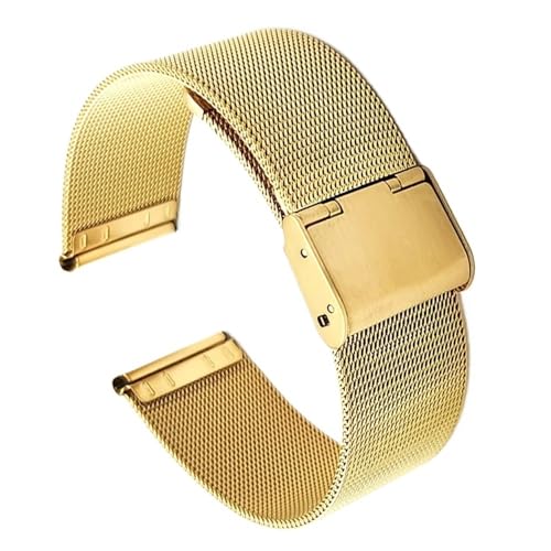 BOLEXA edelstahl uhrenarmband Edelstahl-Armband, 10/12/14/16/18/20/22/24 mm, for Herren und Damen, universelles Edelstahl-Metallband, Ersatz-Uhrenarmband (Color : Gold, Size : 10mm) von BOLEXA
