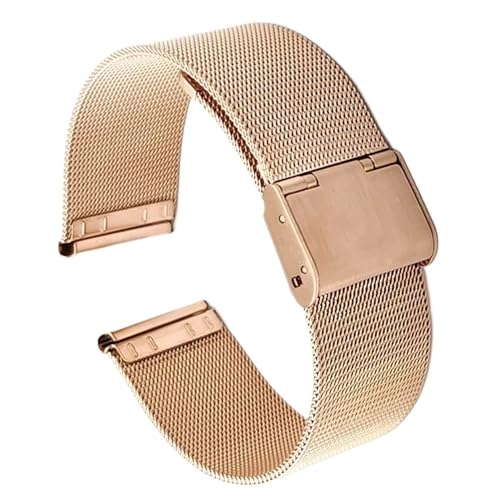 BOLEXA edelstahl uhrenarmband Edelstahl-Armband, 10/12/14/16/18/20/22/24 mm, for Herren und Damen, universelles Edelstahl-Metallband, Ersatz-Uhrenarmband (Color : Rose Gold, Size : 24mm) von BOLEXA