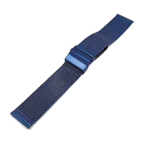 BOLEXA edelstahl uhrenarmband Edelstahl-Armband, 12/14/16/18/20/22 mm, Schnellverschluss, universelles Herren- und Damen-Edelstahlarmband, Mesh-Ersatz-Uhrenarmband (Color : Blau, Size : 16mm) von BOLEXA