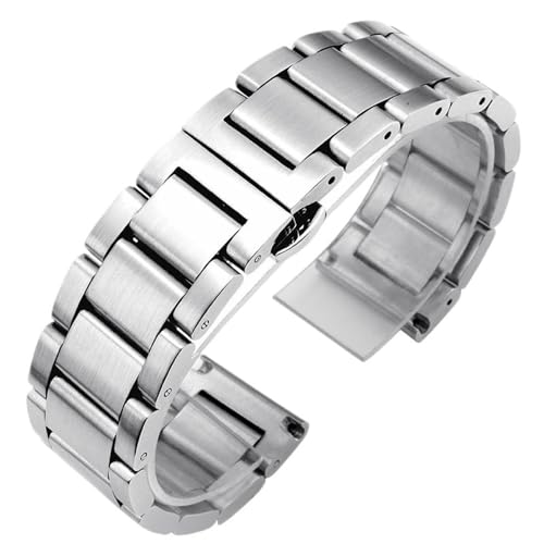 BOLEXA edelstahl uhrenarmband Edelstahl-Armband, 18 mm, 20 mm, 22 mm, 24 mm, Faltschließe, Herren-Metall-Ersatzarmband, Uhrenarmband (Color : Silver matte, Size : 18mm) von BOLEXA