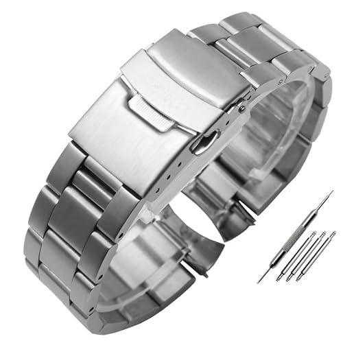 BOLEXA edelstahl uhrenarmband Edelstahl-Armband for Herren, Schnellverschluss-Edelstahl-Armband, 20 mm, 22 mm, Ersatz-Uhrenarmbänder (Color : A-silver, Size : 20mm) von BOLEXA