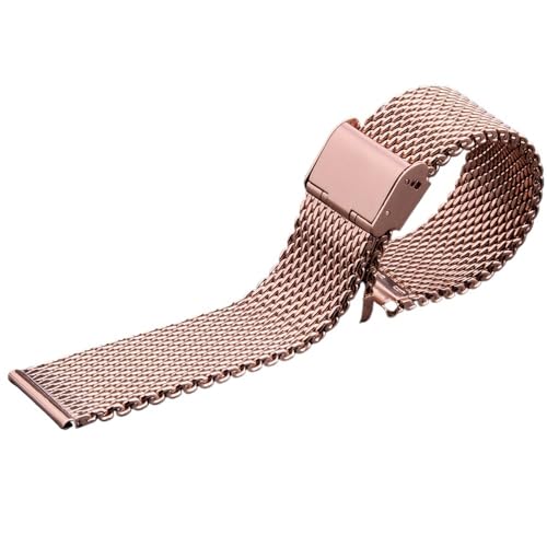 BOLEXA edelstahl uhrenarmband Edelstahl-Armbandgewebe, 18 mm, 20 mm, 22 mm, 24 mm, Edelstahl, Herren-Metall-Universal-Ersatzarmband, Silber (Color : Rose gold, Size : 18mm) von BOLEXA