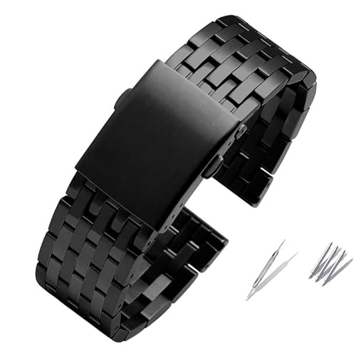 BOLEXA edelstahl uhrenarmband Edelstahl-Uhrenarmband Herren-Metallarmband 24 mm 26 mm 28 mm 30 mm Armband Schnellverschluss-Uhrenarmband (Color : A-black, Size : 24mm) von BOLEXA