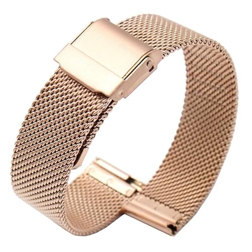 BOLEXA edelstahl uhrenarmband Edelstahl Universal Armband 14mm 16mm 18mm 20mm 22mm Mesh Gürtel Metall Edelstahl Armband Männer frauen Armband (Color : Rose gold, Size : 13mm) von BOLEXA