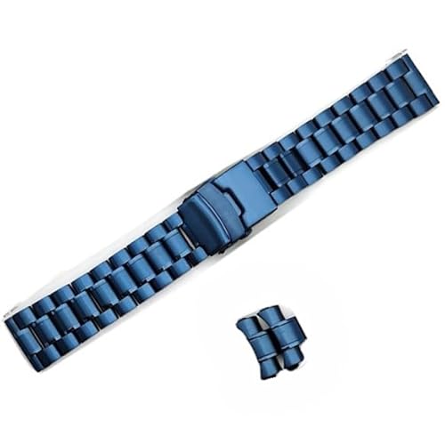 BOLEXA edelstahl uhrenarmband Edelstahlarmband, 18 mm, 20 mm, 22 mm, 24 mm, Faltschließe, gebogenes Ende, for Herren und Damen, Metall-Uhrenarmband, Zubehör (Color : Blau, Size : 18mm) von BOLEXA