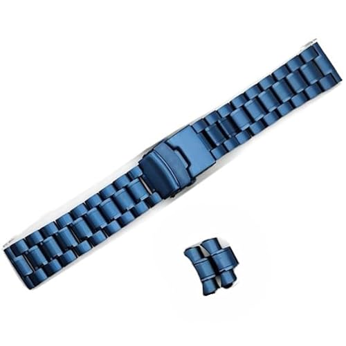 BOLEXA edelstahl uhrenarmband Edelstahlarmband, 18 mm, 20 mm, 22 mm, 24 mm, Faltschließe, gebogenes Ende, for Herren und Damen, Metall-Uhrenarmband, Zubehör (Color : Blau, Size : 24mm) von BOLEXA