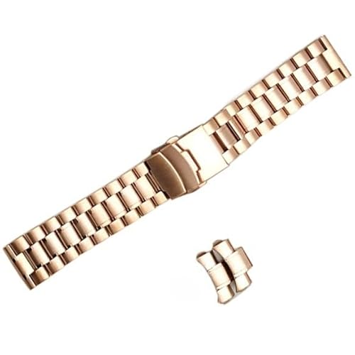 BOLEXA edelstahl uhrenarmband Edelstahlarmband, 18 mm, 20 mm, 22 mm, 24 mm, Faltschließe, gebogenes Ende, for Herren und Damen, Metall-Uhrenarmband, Zubehör (Color : Rose gold, Size : 24mm) von BOLEXA