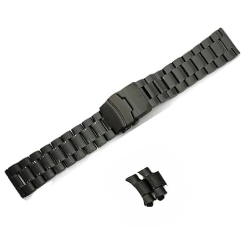 BOLEXA edelstahl uhrenarmband Edelstahlarmband, 18 mm, 20 mm, 22 mm, 24 mm, Faltschließe, gebogenes Ende, for Herren und Damen, Metall-Uhrenarmband, Zubehör (Color : Schwarz, Size : 22mm) von BOLEXA