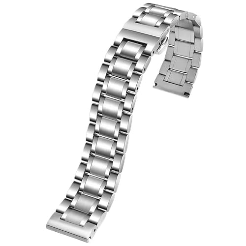 BOLEXA edelstahl uhrenarmband Gebogenes Edelstahl-Armbandarmband, 16 mm, 17 mm, 18 mm, 19 mm, 20 mm, 21 mm, 22 mm, 23 mm, 24 mm, for Herren-Uhrenarmband (Color : Silver, Size : 20mm) von BOLEXA