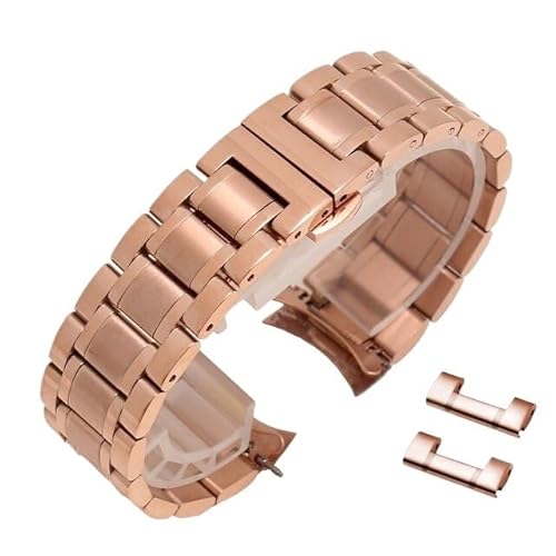 BOLEXA edelstahl uhrenarmband Gebogenes Ellenbogen- und Flachkopf-Doppelzweck-Edelstahlarmband, 12, 14, 16, 18, 19, 20, 22, 24 mm Metallarmband (Color : Rose gold, Size : 14mm) von BOLEXA