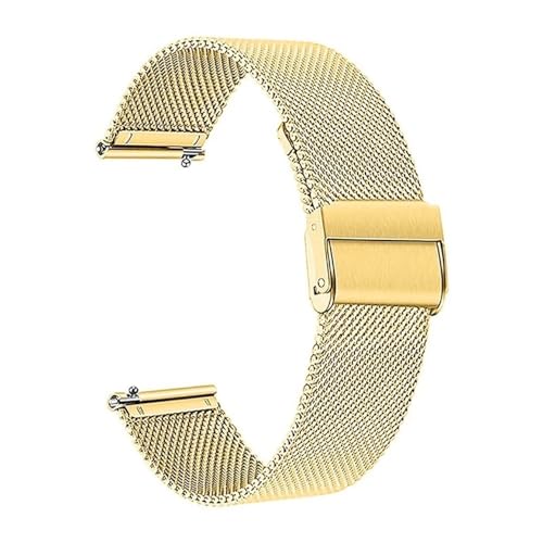 BOLEXA edelstahl uhrenarmband Schnellverschluss-Uhrenarmband, Edelstahl-Mesh-Armband, 12, 14, 16, 17, 18, 19, 20, 21, 22, 23, 24 mm, Damen- und Herren-Schlaufenarmband (Color : Gold, Size : 12mm) von BOLEXA