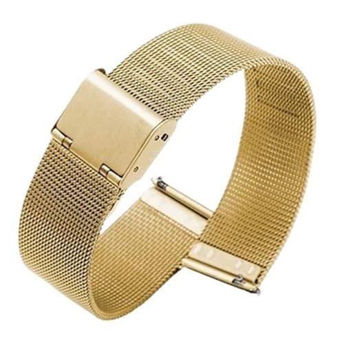 BOLEXA edelstahl uhrenarmband Ultraschlankes Edelstahl-Mesh-Armband, 12 mm, 14 mm, 16 mm, 18 mm, 20 mm, 22 mm, Schnellverschluss, for Ersetzen des Armbands (Color : Gold, Size : 18mm) von BOLEXA