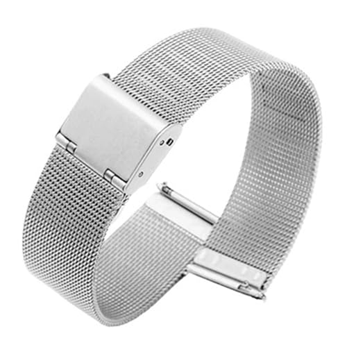 BOLEXA edelstahl uhrenarmband Ultraschlankes Edelstahl-Mesh-Armband, 12 mm, 14 mm, 16 mm, 18 mm, 20 mm, 22 mm, Schnellverschluss, for Ersetzen des Armbands (Color : Silver, Size : 14mm) von BOLEXA