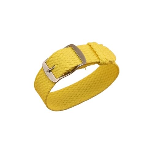 BOLEXA nato strap 14mm 16mm 18mm 20mm 22mm Nylonband Sportarmband Bunte Webart Modeband Armband Zubehör Nylon Uhrenarmbänder (Color : Yellow, Size : 14mm) von BOLEXA