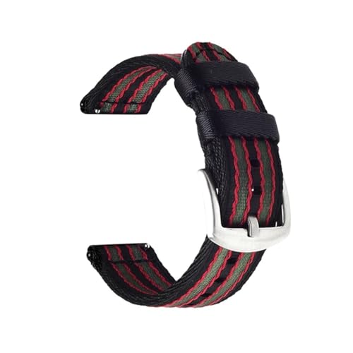 BOLEXA nato strap 18/20/22/24 mm robustes Nylonband, Schnellverschluss, Ersatz-Uhrenarmbänder for Männer und Frauen Nylon Uhrenarmbänder (Color : Black red silver, Size : 18mm) von BOLEXA